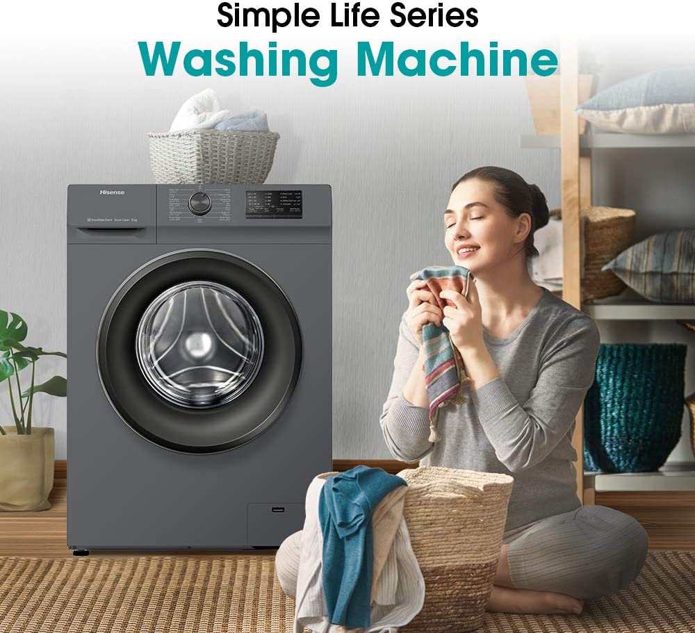 A Lady happy to use the Hisense 6kg Front Load Washing Machine