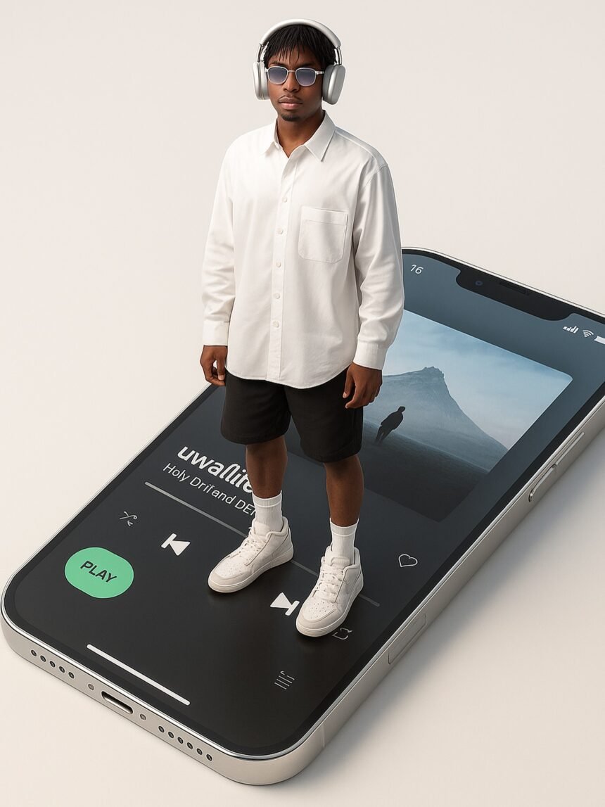 AI Prompt: Create Stunning Giant iPhone Screen Model Photography | Spotify Playlist Theme